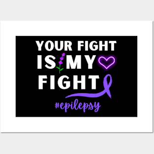 Fight Epilepsy Awareness Month Seizure October November 17th Cancer Survivor Purple Ribbon Cancer Support Hope Love Mental Health Depression Anxiety Inspirational Motivational Gift Idea Posters and Art